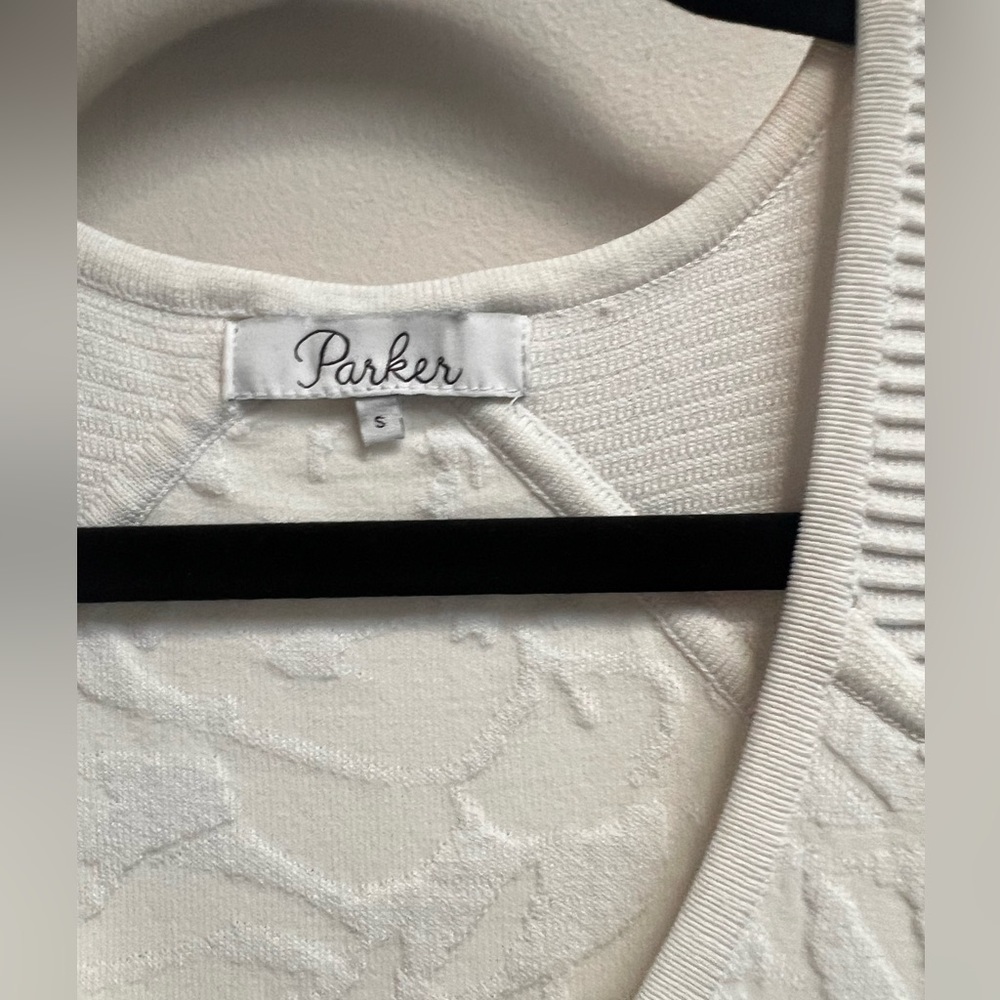 PARKER Womens White Textured V-Neck Sleeveless Fit & Flare Dress- Size S - Picture 5 of 7